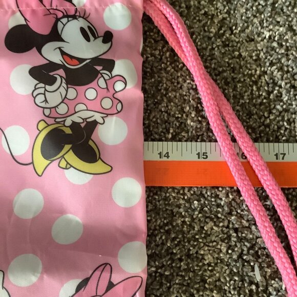 Disney Minnie Mouse Pink Polka Dot Drawstring Sling Backpack Legacy 17.5”x13.5” - Picture 6 of 6